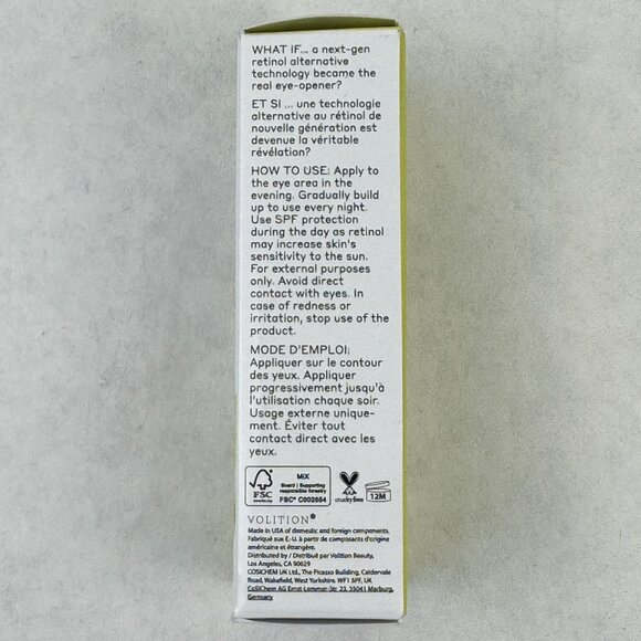 Volition Grenache Retinol Eye Cream With Peptides Hyaluronic Acid 15 ml NEW - Picture 3 of 7